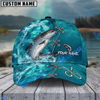 BlueJose Fishing Aqua Camouflage Lace Up Personalized Name Classic 3D Cap (13 Breeds)