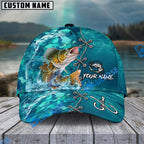 BlueJose Fishing Aqua Camouflage Lace Up Personalized Name Classic 3D Cap (13 Breeds)