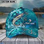 BlueJose Fishing Aqua Camouflage Lace Up Personalized Name Classic 3D Cap (13 Breeds)