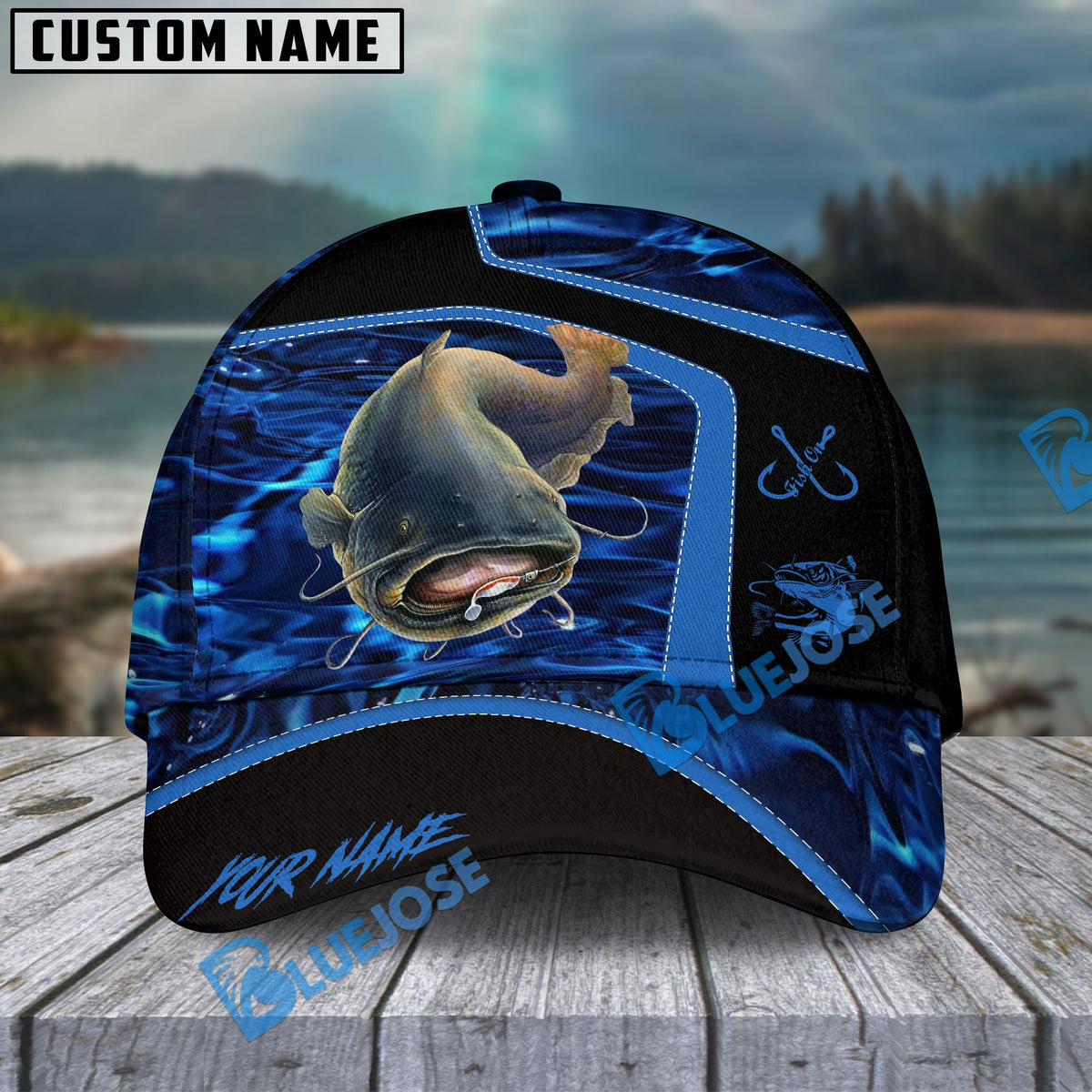 BlueJose Fishing Blue Water Outdoor Personalized Name Classic 3D Cap (13 Breeds)