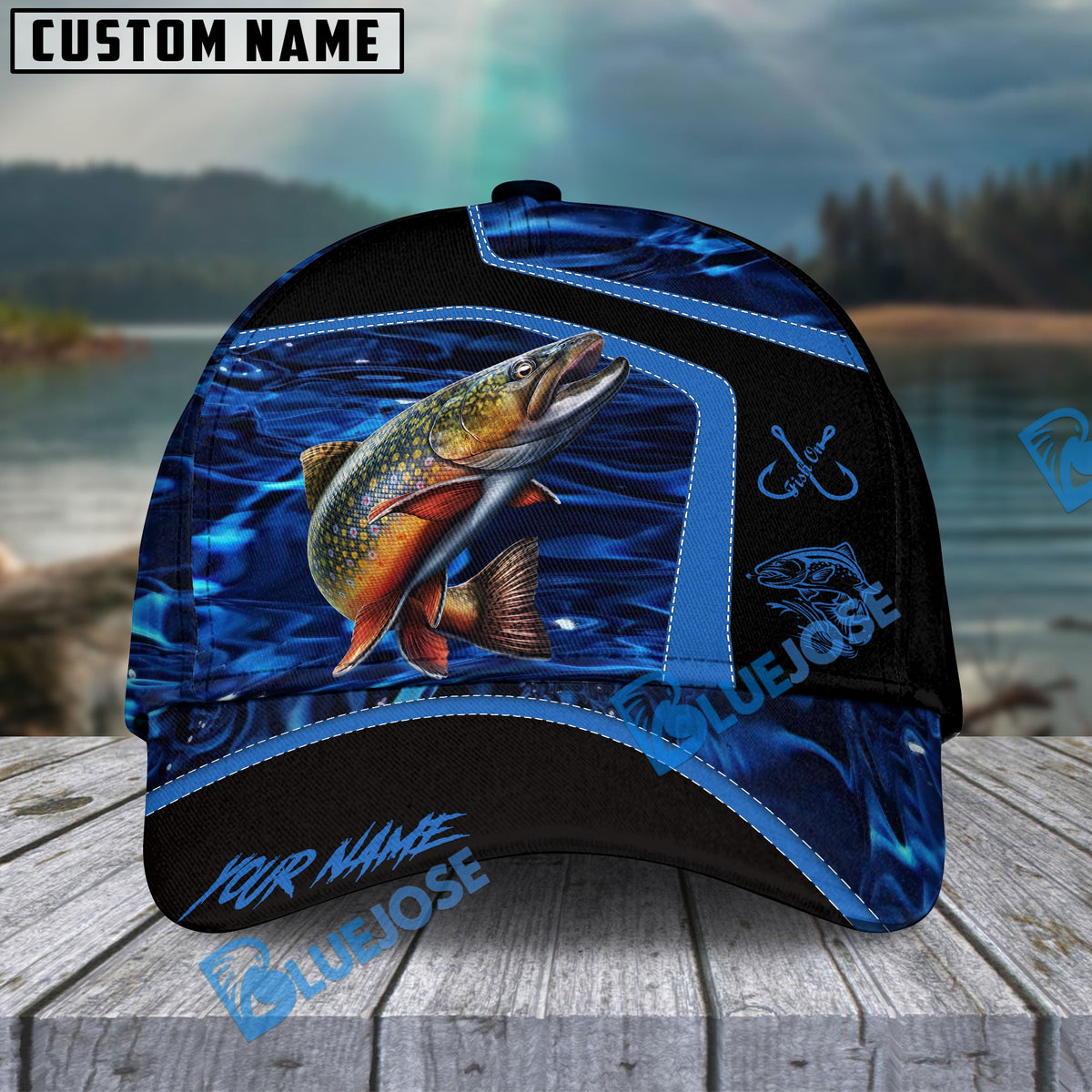 BlueJose Fishing Blue Water Outdoor Personalized Name Classic 3D Cap (13 Breeds)