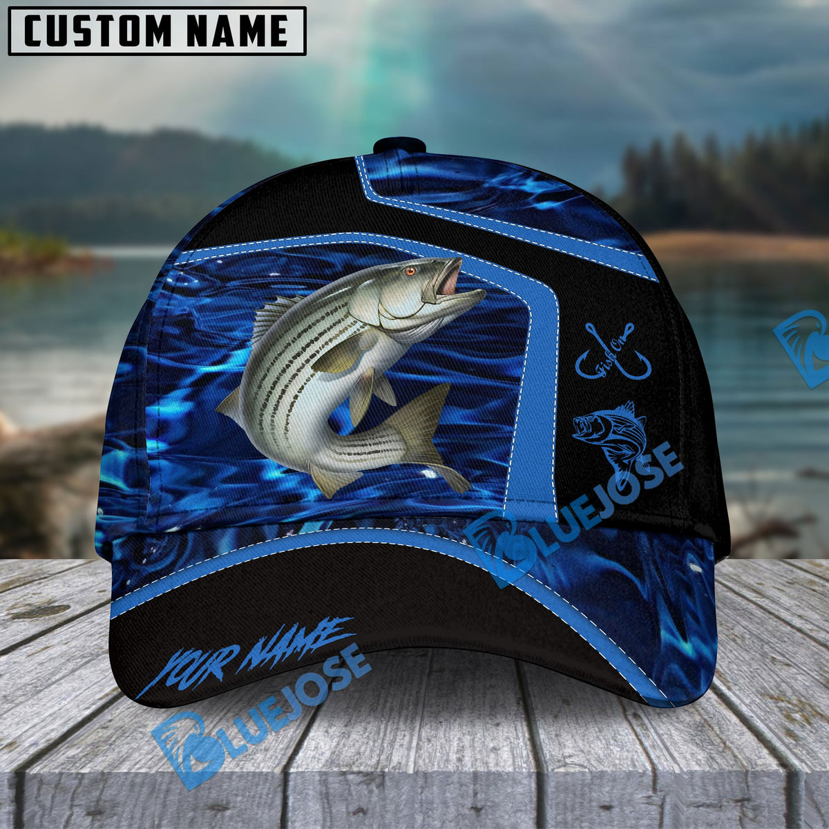 BlueJose Fishing Blue Water Outdoor Personalized Name Classic 3D Cap (13 Breeds)