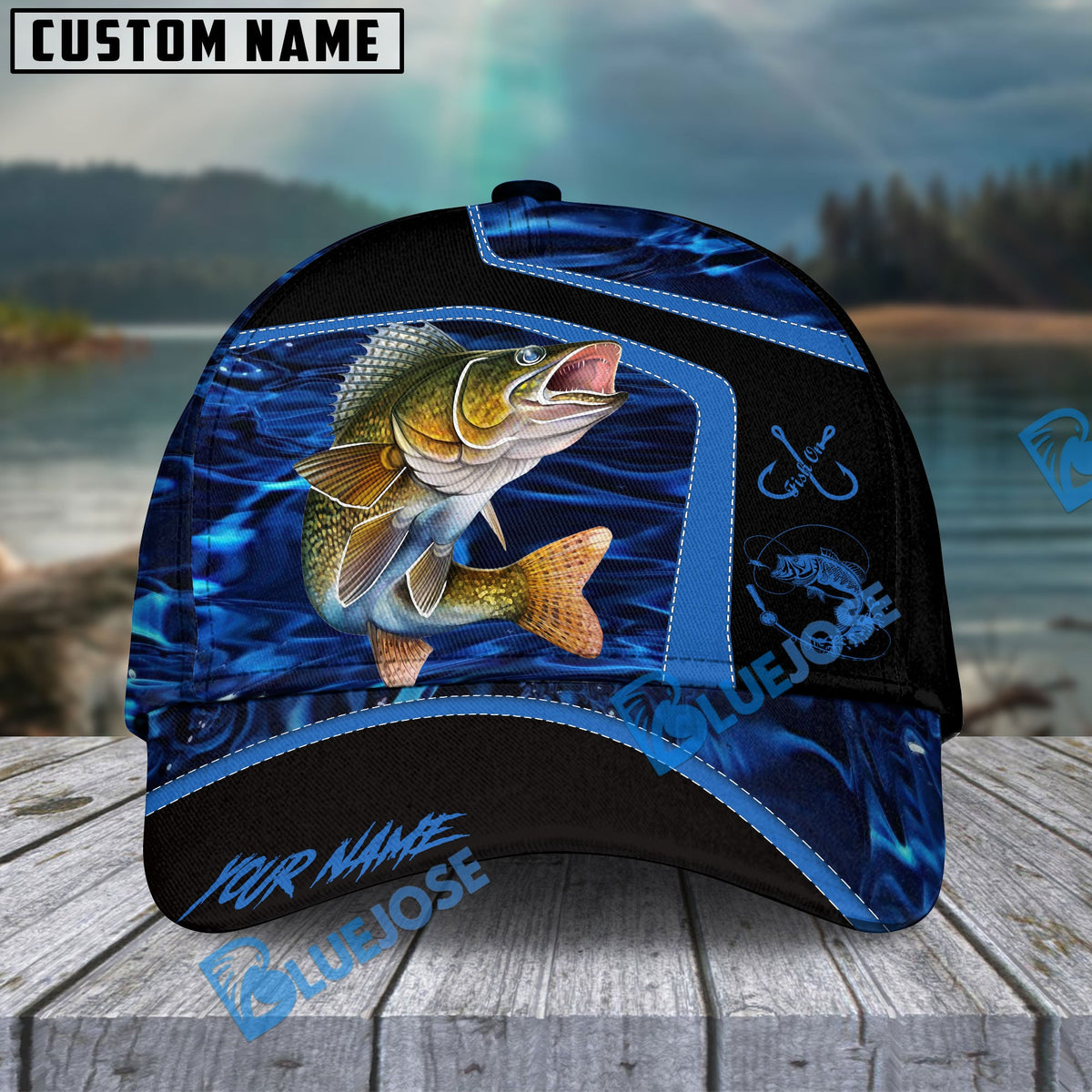 BlueJose Fishing Blue Water Outdoor Personalized Name Classic 3D Cap (13 Breeds)