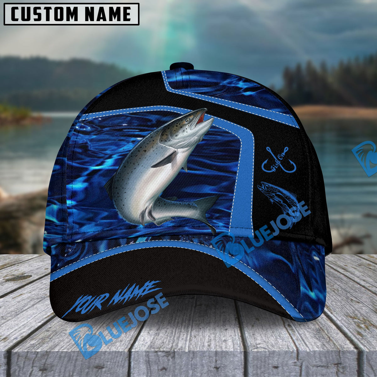 BlueJose Fishing Blue Water Outdoor Personalized Name Classic 3D Cap (13 Breeds)