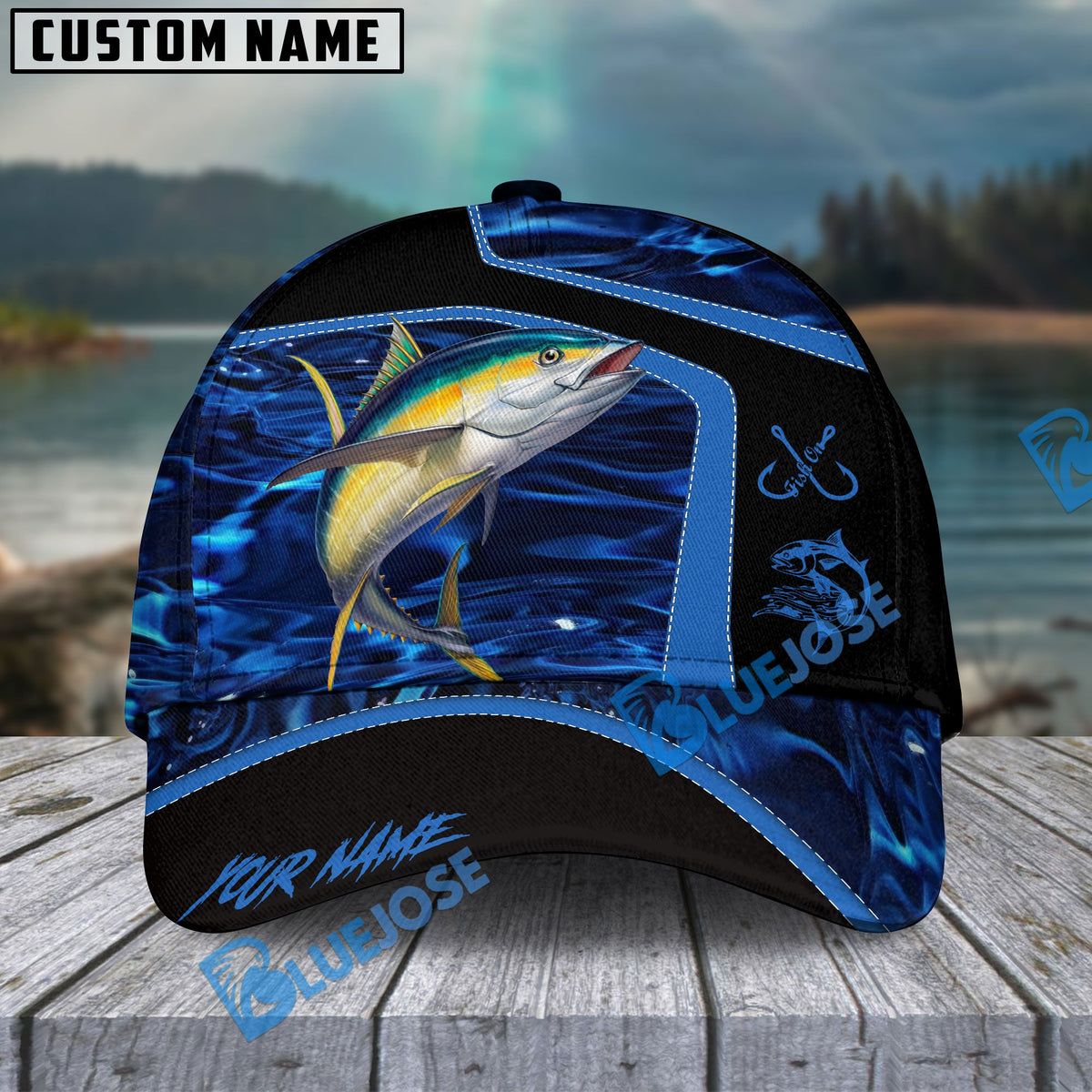 BlueJose Fishing Blue Water Outdoor Personalized Name Classic 3D Cap (13 Breeds)