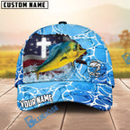 BlueJose Fishing Christian Cross Outdoorsman American Personalized Name Classic 3D Cap (13 Breeds)