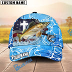 BlueJose Fishing Christian Cross Outdoorsman American Personalized Name Classic 3D Cap (13 Breeds)