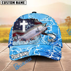 BlueJose Fishing Christian Cross Outdoorsman American Personalized Name Classic 3D Cap (13 Breeds)