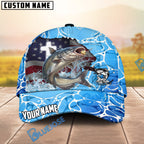 BlueJose Fishing Christian Cross Outdoorsman American Personalized Name Classic 3D Cap (13 Breeds)