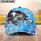 BlueJose Fishing Christian Cross Outdoorsman American Personalized Name Classic 3D Cap (13 Breeds)