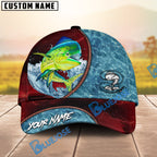 BlueJose Fishing Red Lightning Water Texture Rope Personalized Name Classic 3D Cap (13 Breeds)