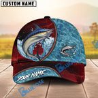 BlueJose Fishing Red Lightning Water Texture Rope Personalized Name Classic 3D Cap (13 Breeds)