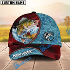 BlueJose Fishing Red Lightning Water Texture Rope Personalized Name Classic 3D Cap (13 Breeds)