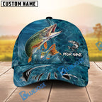 BlueJose Fishing Ocean Blue Underwater Texture Personalized Name Classic 3D Cap (13 Breeds)