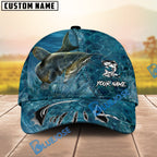 BlueJose Fishing Ocean Blue Underwater Texture Personalized Name Classic 3D Cap (13 Breeds)