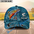 BlueJose Fishing Ocean Blue Underwater Texture Personalized Name Classic 3D Cap (13 Breeds)