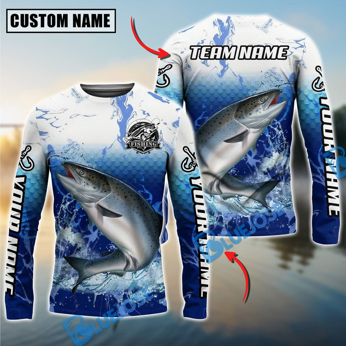 BlueJose Fishing Freshwater Strike Legend Custom Name & Team Name 3D Shirts (12 Breeds)