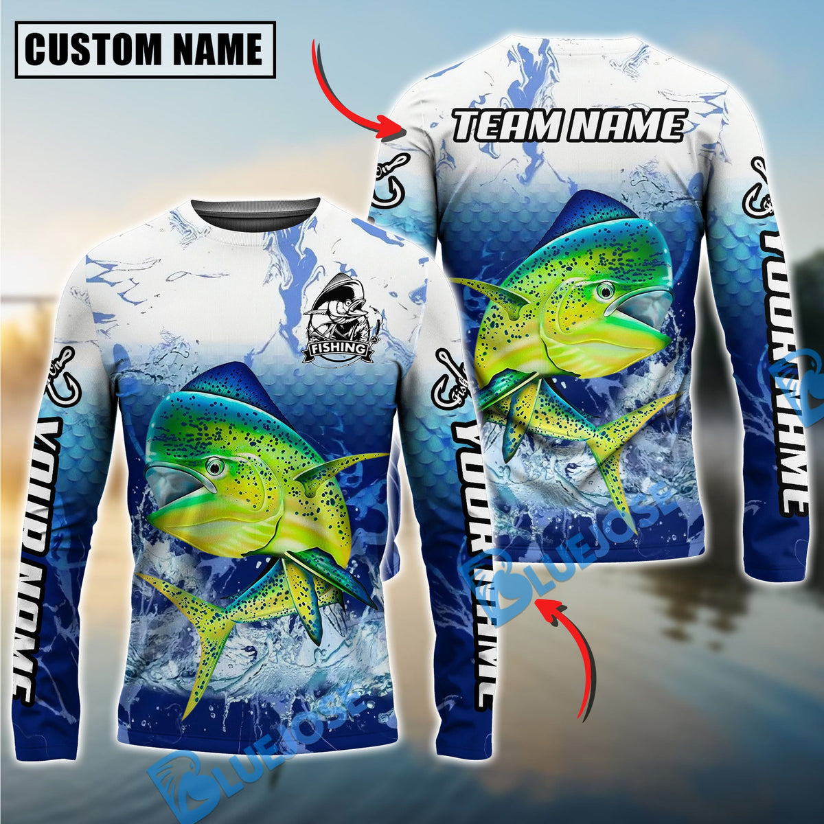 BlueJose Fishing Freshwater Strike Legend Custom Name & Team Name 3D Shirts (12 Breeds)