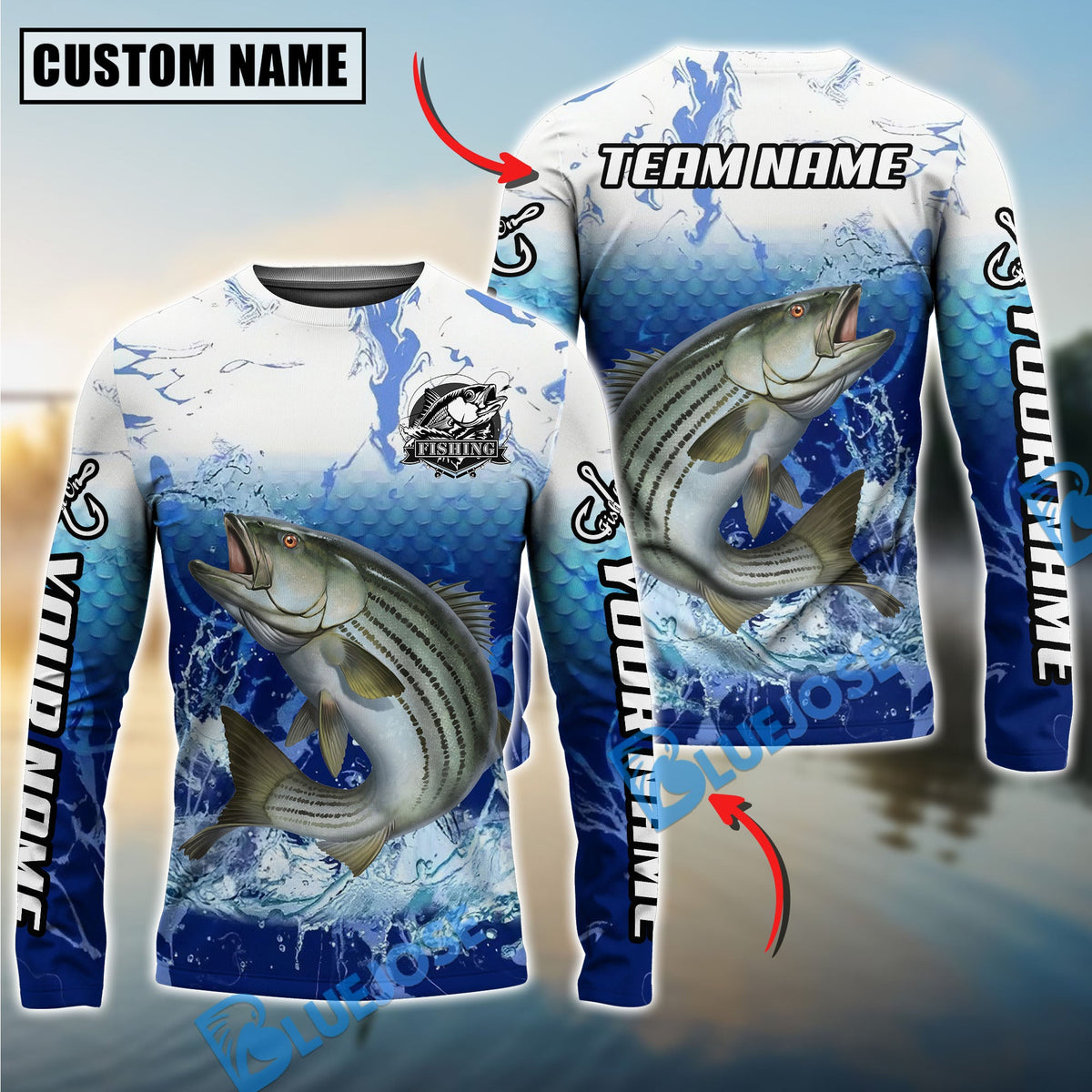 BlueJose Fishing Freshwater Strike Legend Custom Name & Team Name 3D Shirts (12 Breeds)