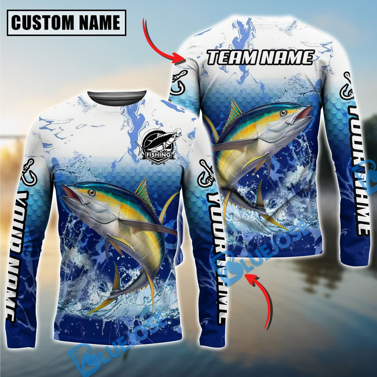 BlueJose Fishing Freshwater Strike Legend Custom Name & Team Name 3D Shirts (12 Breeds)