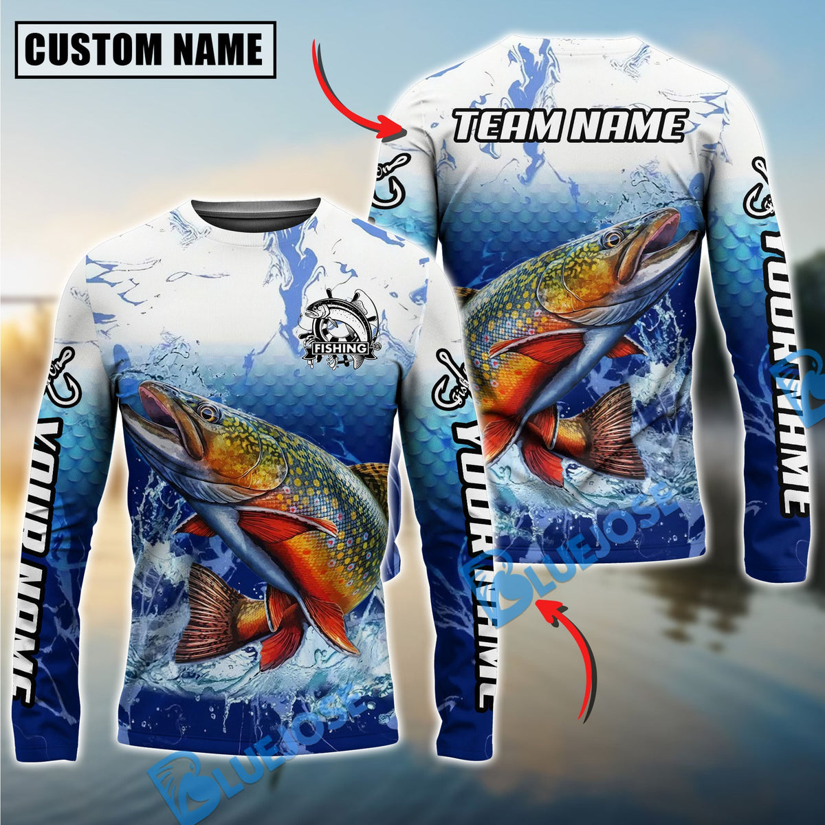 BlueJose Fishing Freshwater Strike Legend Custom Name & Team Name 3D Shirts (12 Breeds)