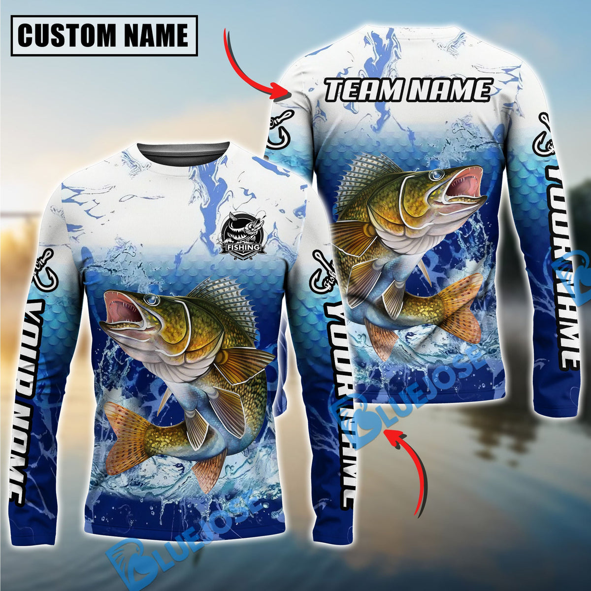 BlueJose Fishing Freshwater Strike Legend Custom Name & Team Name 3D Shirts (12 Breeds)