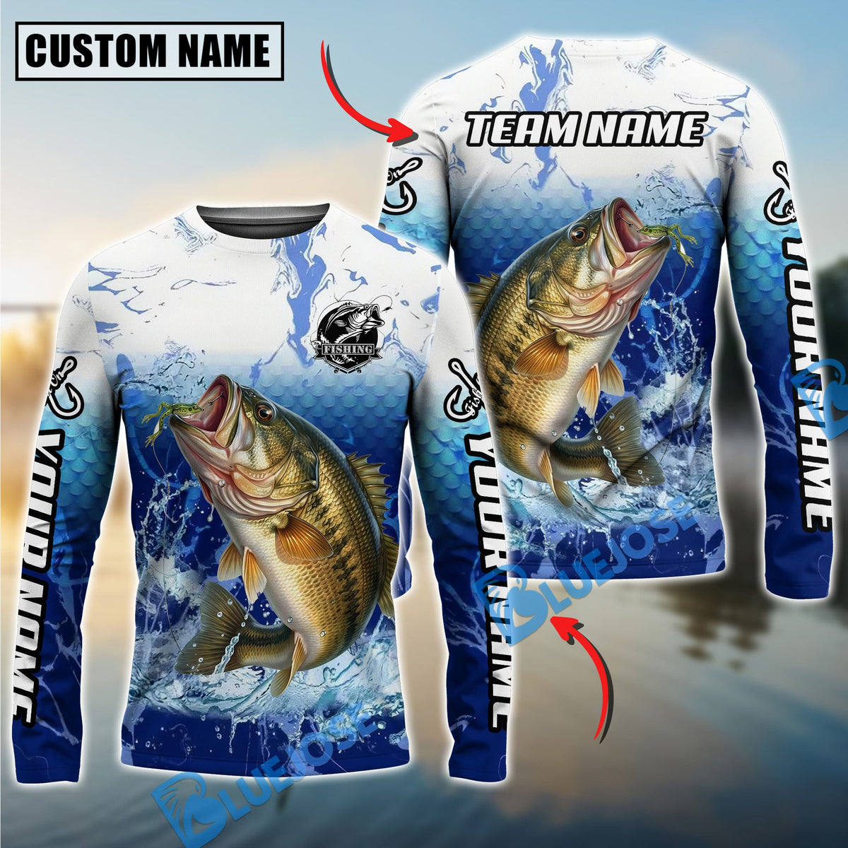 BlueJose Fishing Freshwater Strike Legend Custom Name & Team Name 3D Shirts (12 Breeds)