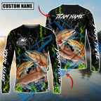 BlueJose Fishing Green Flame Grunge Camo Design Custom Name & Team Name 3D Shirts (12 Breeds)