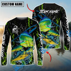 BlueJose Fishing Green Flame Grunge Camo Design Custom Name & Team Name 3D Shirts (12 Breeds)