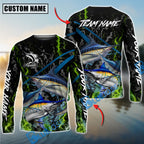 BlueJose Fishing Green Flame Grunge Camo Design Custom Name & Team Name 3D Shirts (12 Breeds)