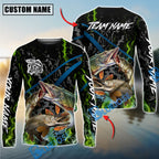 BlueJose Fishing Green Flame Grunge Camo Design Custom Name & Team Name 3D Shirts (12 Breeds)
