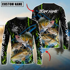 BlueJose Fishing Green Flame Grunge Camo Design Custom Name & Team Name 3D Shirts (12 Breeds)