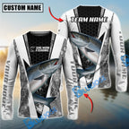 BlueJose Fishing Black White Hexagon Custom Name & Team Name 3D Shirts (12 Breeds)