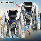BlueJose Fishing Black White Hexagon Custom Name & Team Name 3D Shirts (12 Breeds)