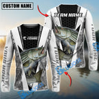 BlueJose Fishing Black White Hexagon Custom Name & Team Name 3D Shirts (12 Breeds)
