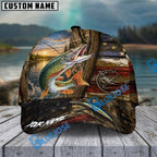 BlueJose Fishing Rustic Wooden American Flag Personalized Name Classic 3D Cap (13 Breeds)