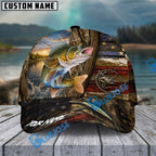 BlueJose Fishing Rustic Wooden American Flag Personalized Name Classic 3D Cap (13 Breeds)