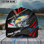 BlueJose Fishing Red White Tornado Graphic Personalized Name Classic 3D Cap (13 Breeds)
