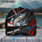 BlueJose Fishing Red White Tornado Graphic Personalized Name Classic 3D Cap (13 Breeds)