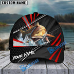 BlueJose Fishing Red White Tornado Graphic Personalized Name Classic 3D Cap (13 Breeds)
