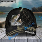 BlueJose Fishing Reaper Dark American Flag Personalized Name Classic 3D Cap (13 Breeds)