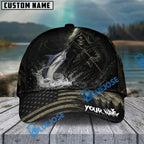 BlueJose Fishing Reaper Dark American Flag Personalized Name Classic 3D Cap (13 Breeds)