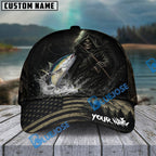 BlueJose Fishing Reaper Dark American Flag Personalized Name Classic 3D Cap (13 Breeds)