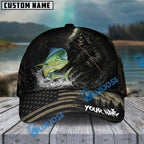 BlueJose Fishing Reaper Dark American Flag Personalized Name Classic 3D Cap (13 Breeds)