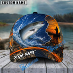 BlueJose Fishing Blue Sunset Ocean Camo Personalized Name Classic 3D Cap (13 Breeds)