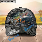 BlueJose Fishing Torn Metal Mesh Personalized Name Classic 3D Cap (13 Breeds)