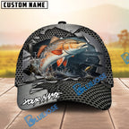 BlueJose Fishing Torn Metal Mesh Personalized Name Classic 3D Cap (13 Breeds)