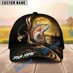 BlueJose Fishing Moonlight Gold Ocean Personalized Name Classic 3D Cap (13 Breeds)