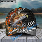BlueJose Fishing Orange Camo Graphic Personalized Name Classic 3D Cap (13 Breeds)