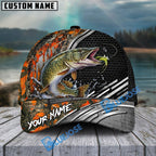 BlueJose Fishing Orange Camo Graphic Personalized Name Classic 3D Cap (13 Breeds)